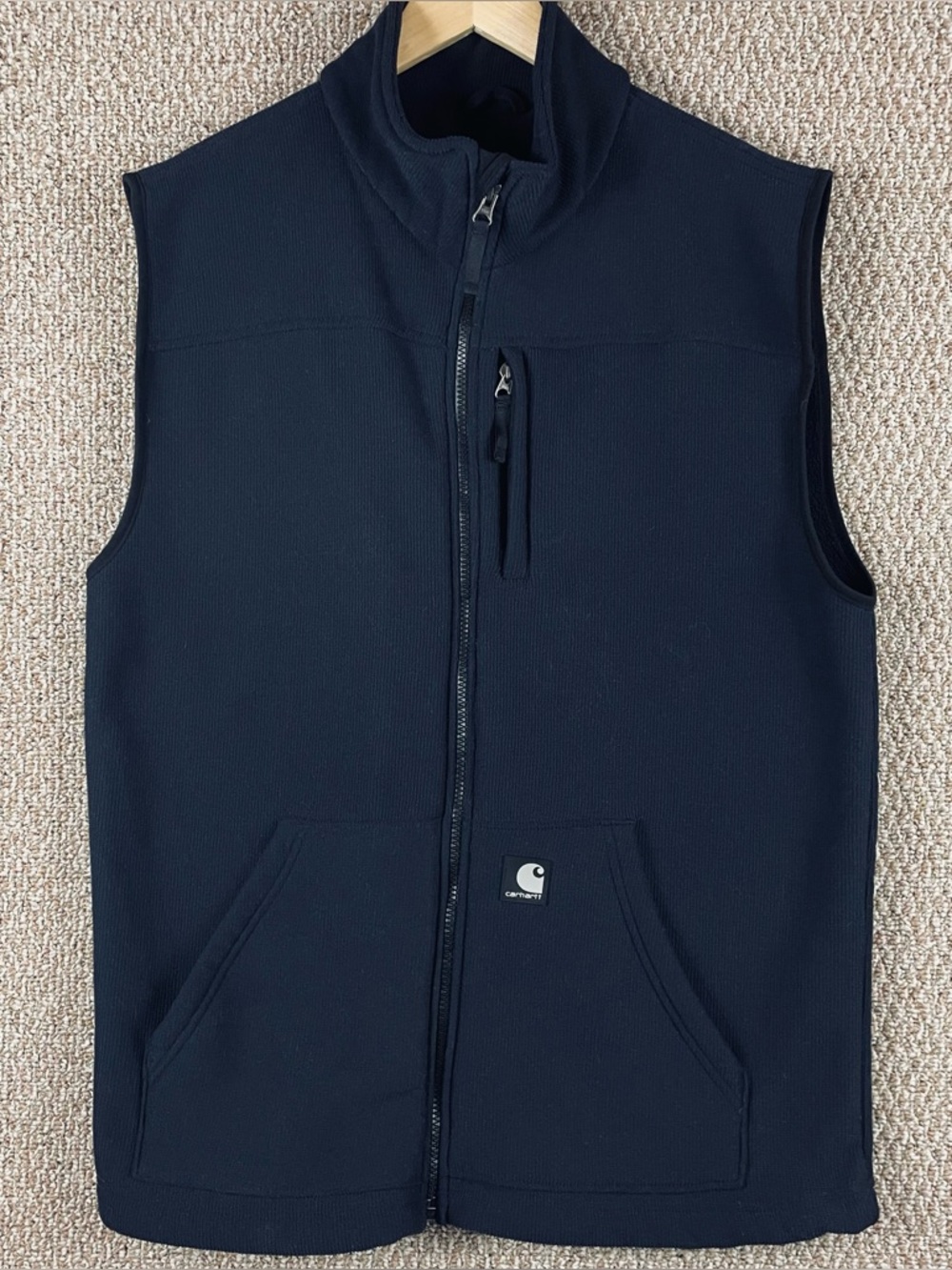 Carhartt Vest Mens Large Tall Navy Fleece Zip Lined Outdoor Workwear V28 NVY R1